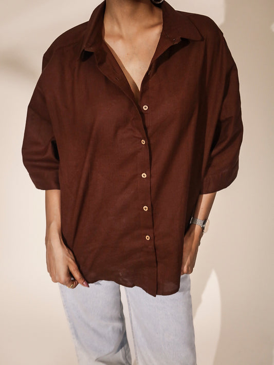 Oversized Dark Brown Khadi Shirt