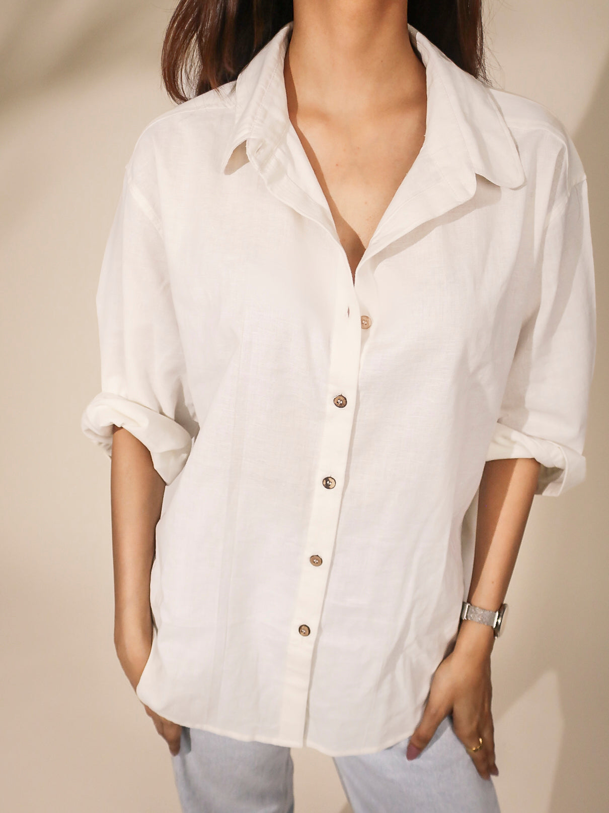 Oversized White Khadi Shirt